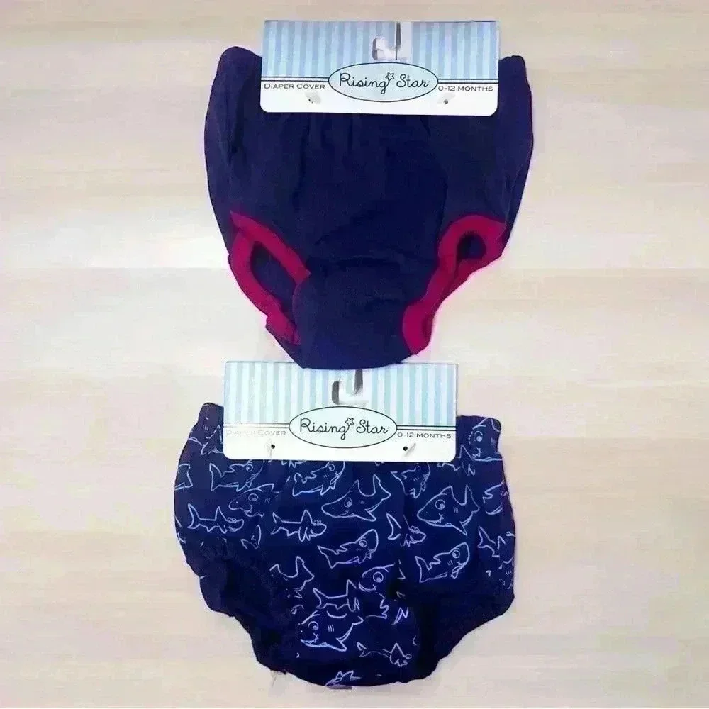 2-Baby Boutique Diaper Covers Sailboat And Shark Design Blue 0-12 Months